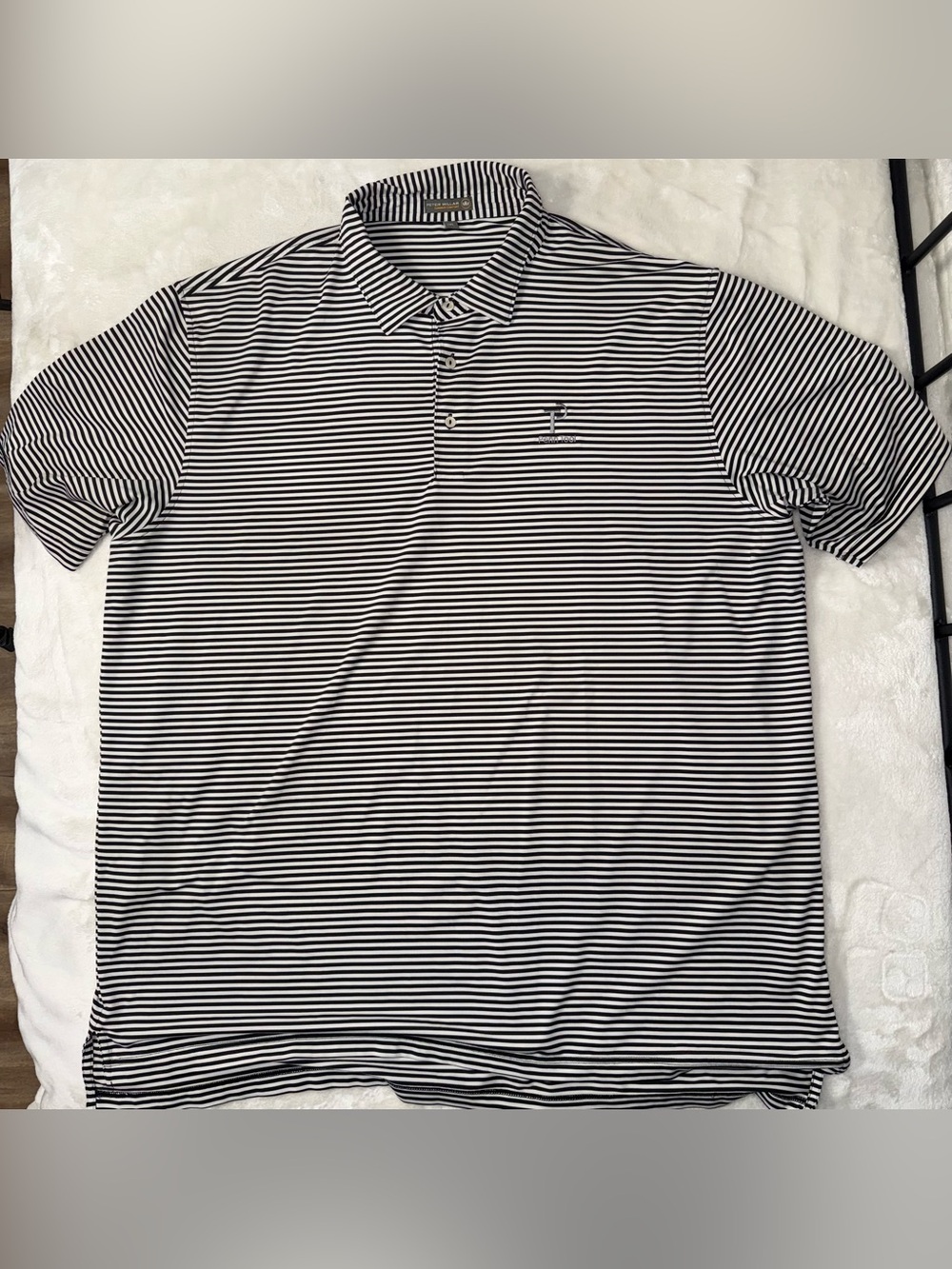 Peter Millar Summer Comfort Black and White Striped Men’s Polo